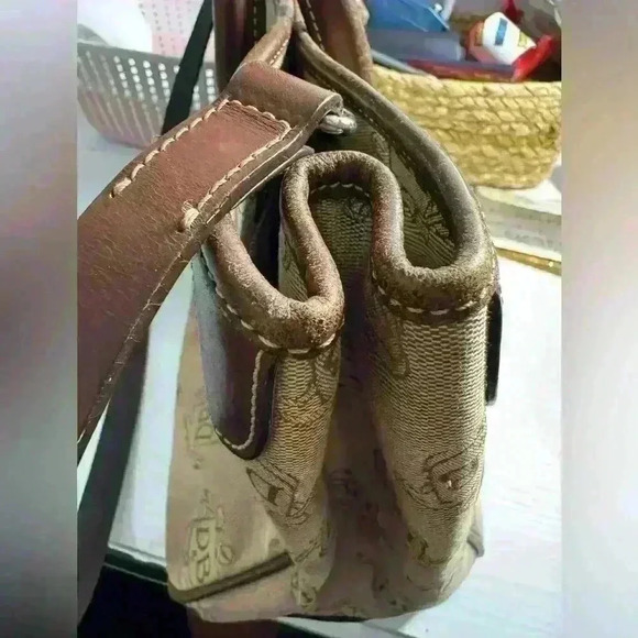 DOONEY & BOURKE Vintage Double Handle Signature Tan Canvas - Picture 4 of 16